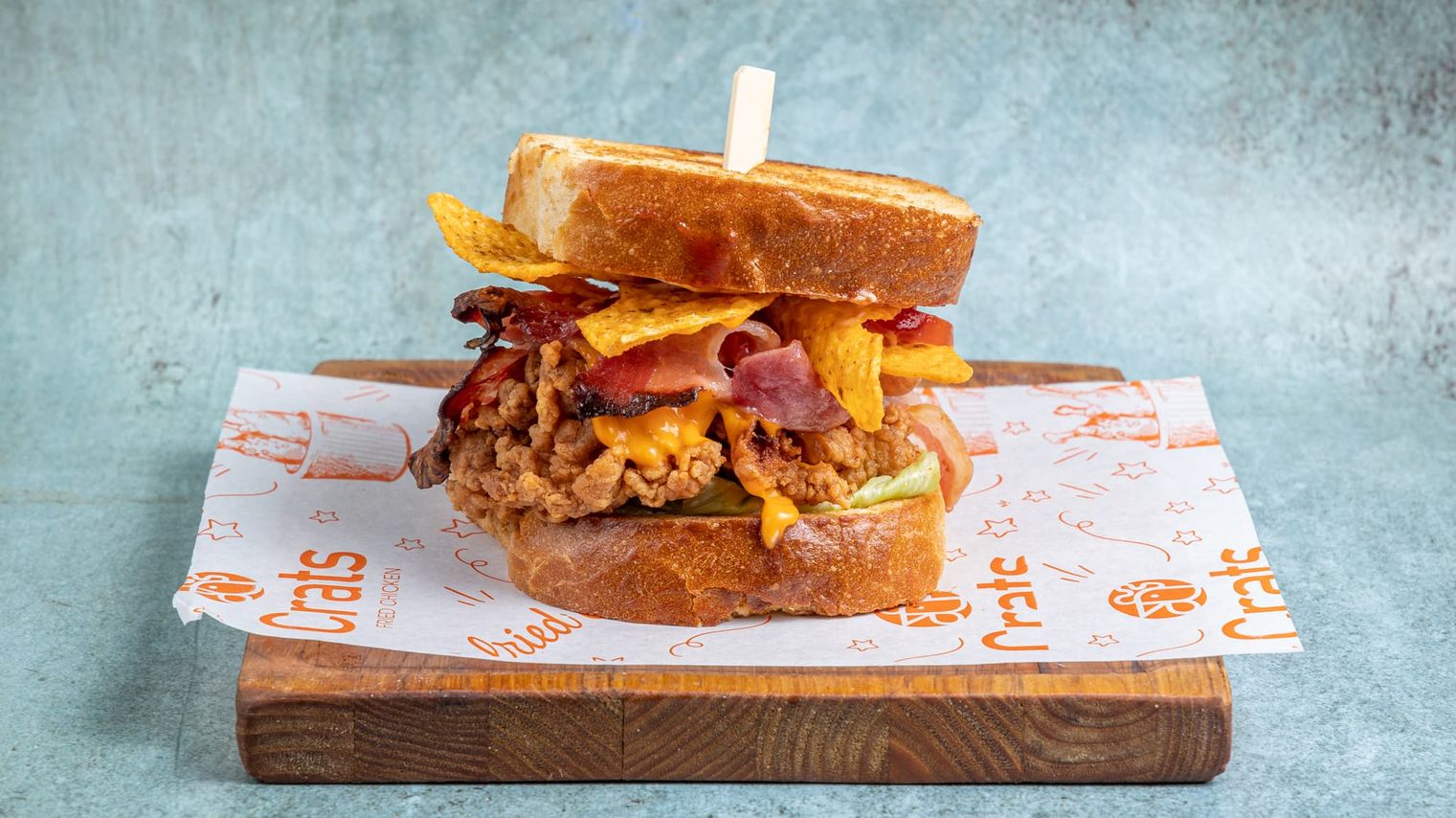 Brioche with fried chicken and nachos - Crats Mexican